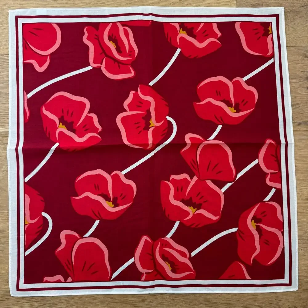 Boutique Red Poppy Floral Cotton Bandana Boho Cottage Western NEW